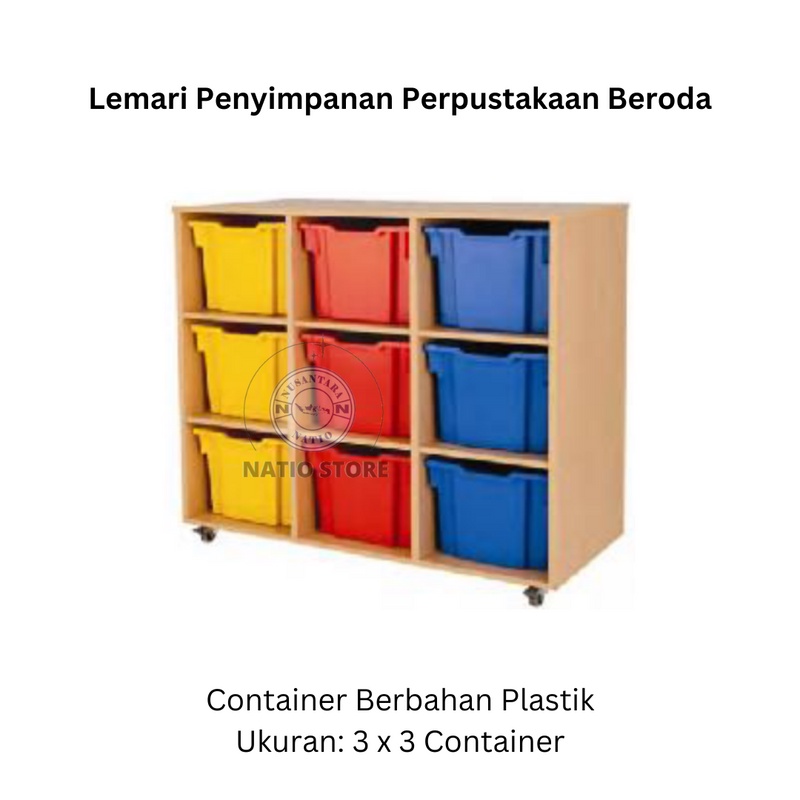 

Lemari Penyimpanan Perpustakaan Beroda Mobile 3 x 3 Container