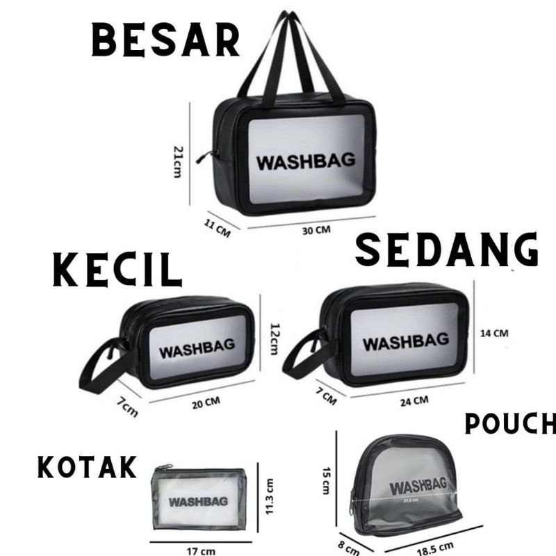 Tas Kosmetik Washbag Travel Pouch Make Up Organizer Transparan