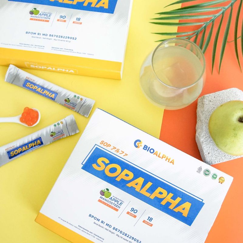 Sopalpha (Suplemen Penyembuh dan Pencegah Penyakit) - rasa apel manggia (1 box isi 18 sachet) - 1 bo