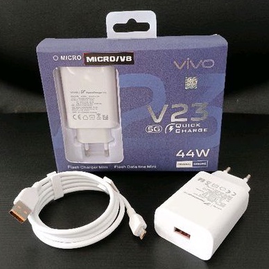 Charger Original 100% VIVO V23 (5G) Quick Charge (4A) USB + Kabel Data Micro Fast Charging 44 Watt