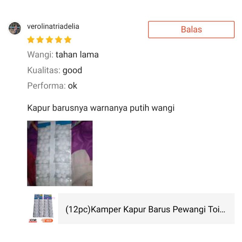 (12pc)Kamper Kapur Barus Pewangi Toilet Lemari Baju Renteng Dini Murah