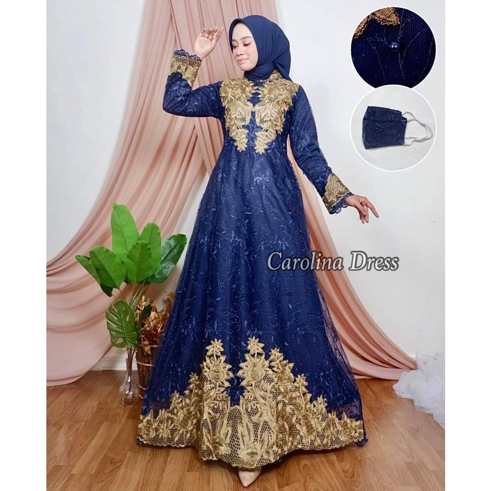 Gamis Brukat Carolina| Gamis Pesta| Gamis Kondangan| Gamis Tile| Gamis Brukat| Dress Kondangan