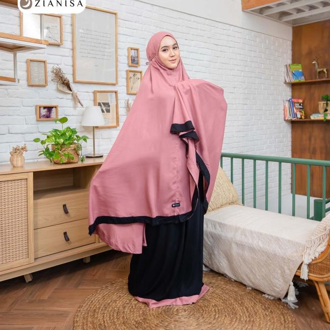 Mukena Zianisa New Salwa Black-Mocca Allsize