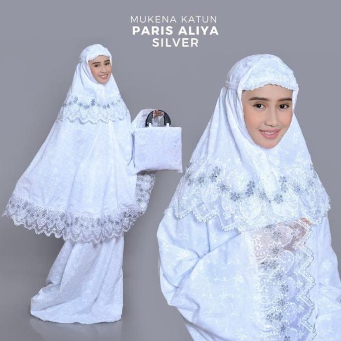 MUKENA BORDIR KATUN PARIS ALIYA PUTIH TULANG/MUKENA ANAK/MUKENA BALI