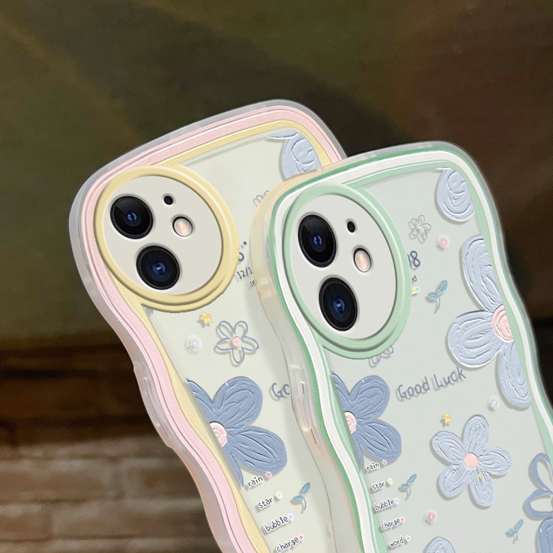 Casing Ponsel untuk OPPO A52 A92 A72 4G Casing pola bunga keberuntungan wadah Telepon anti guncangan Case lembut bening pinggiran gelombang warna-warni Cases hp kamera kreatif penutup pelindung sederhana Back Cover-6