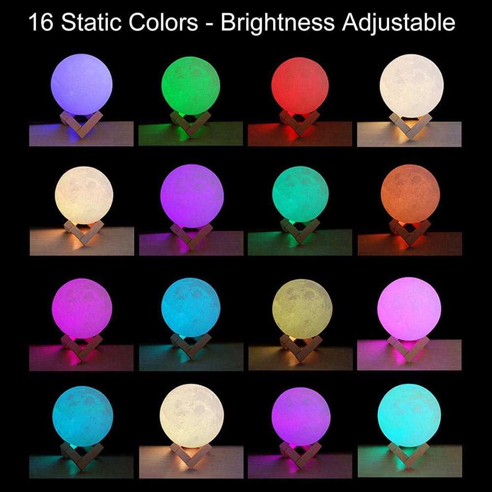 OUIO Lampu Tidur Bulan 3D Printed Moon Night Light Lamp 16 Color 1W - OU16