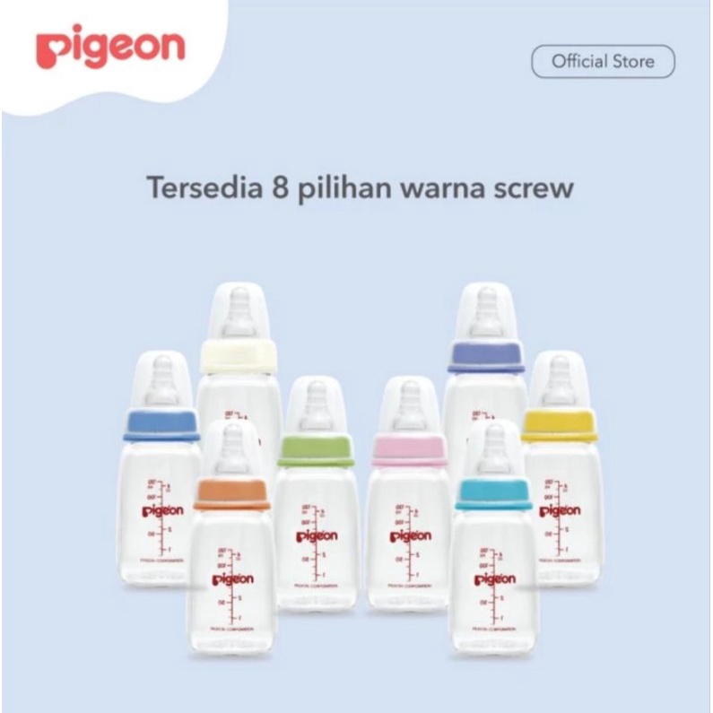 Pigeon Botol Gelas 120ml Slim Neck With Silicone Nipple Size S / Newborn Baby Bottle Botol Kaca Pigeon 120 ml