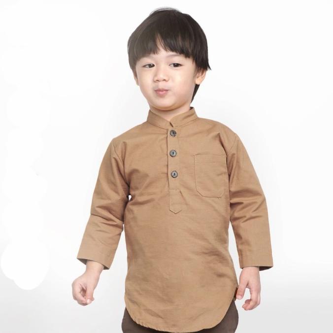 KEMEJA KOKO ANAK Lengan Panjang COKLAT SUSU 1-10 Tahun Baju Koko Kurta