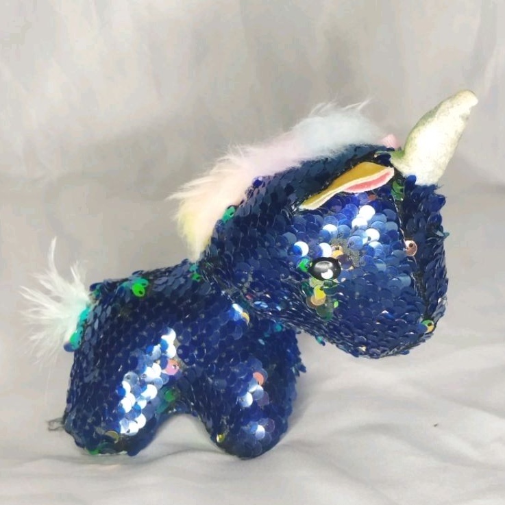 Kuda Unicorn Kecil Sequin (Usap Berubah Warna Biru & Emas) Ori Cut Brand