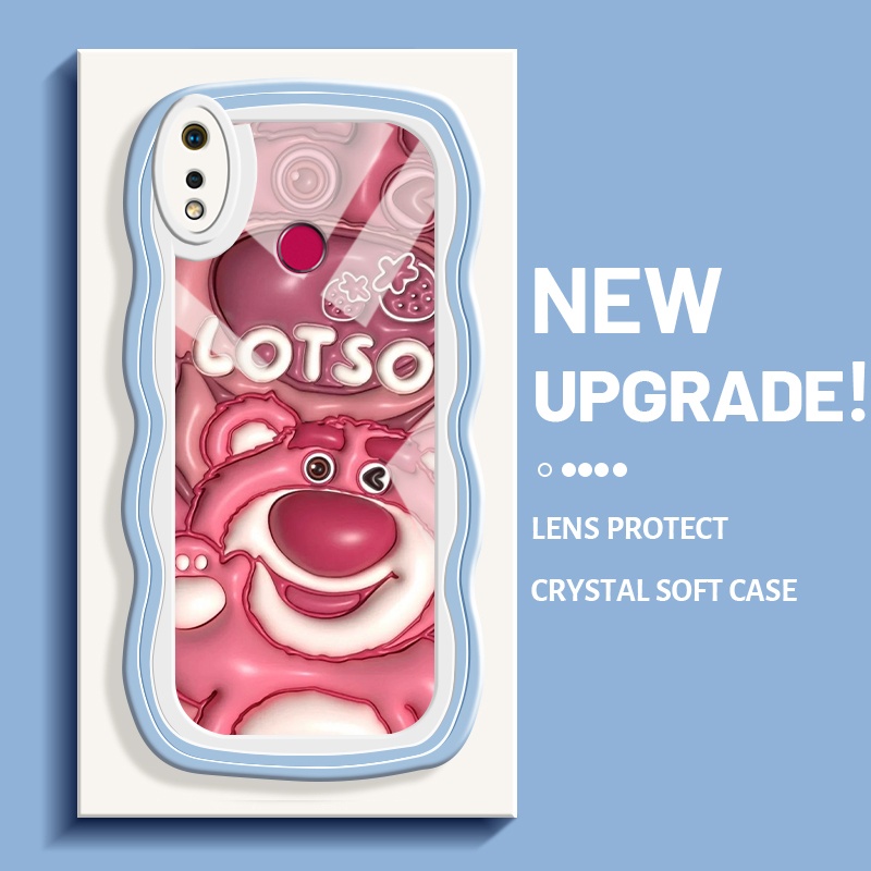 Casing Ponsel untuk Realme 3 Pro Realme 3i Casing 3D Lotso Bear pola gelombang berwarna-warni perbat
