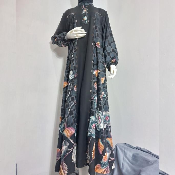 Baju Gamis Wanita Abaya Hitam Turkey Hikmat Jetblack Viscose