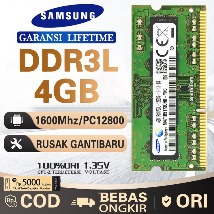 Terlaris Ram Laptop Samsung Sodimm 4Gb Ddr3L Pcl12800/ Ddr3L-1600 4G Sodim