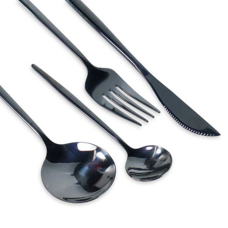 Tander Hitam Cutlery Set Perlengkapan Makan Sendok Garpu Pisau 24PCS - TD-4128