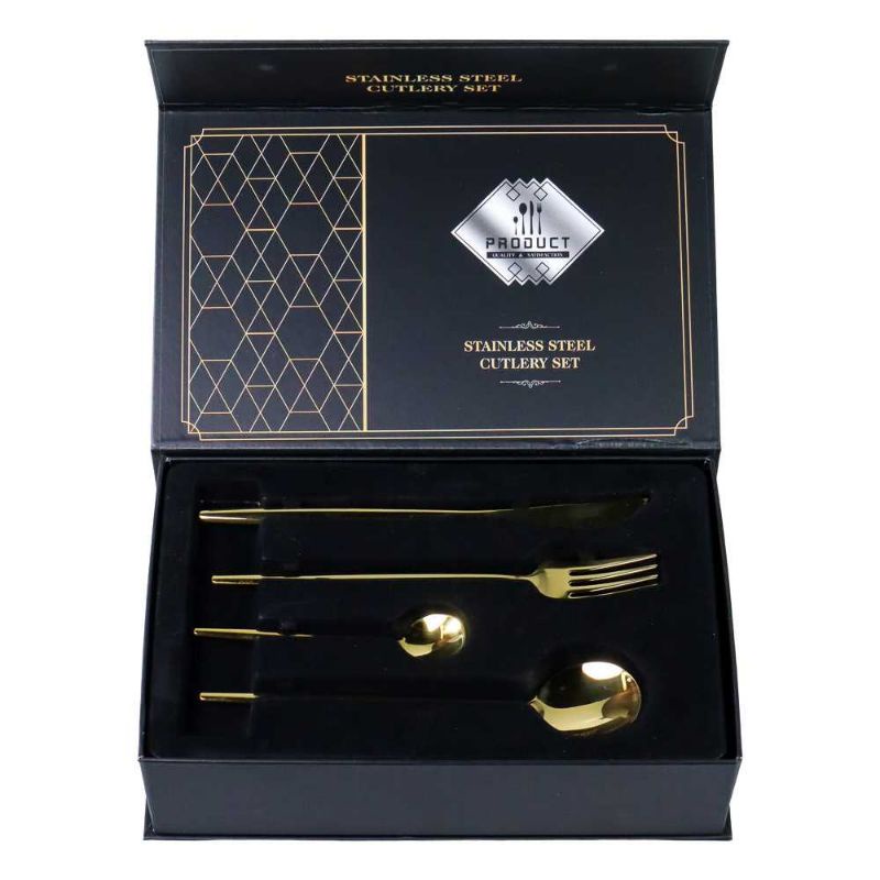 Tander Gold Cutlery Set Perlengkapan Makan Sendok Garpu Pisau 24PCS - TD-4128