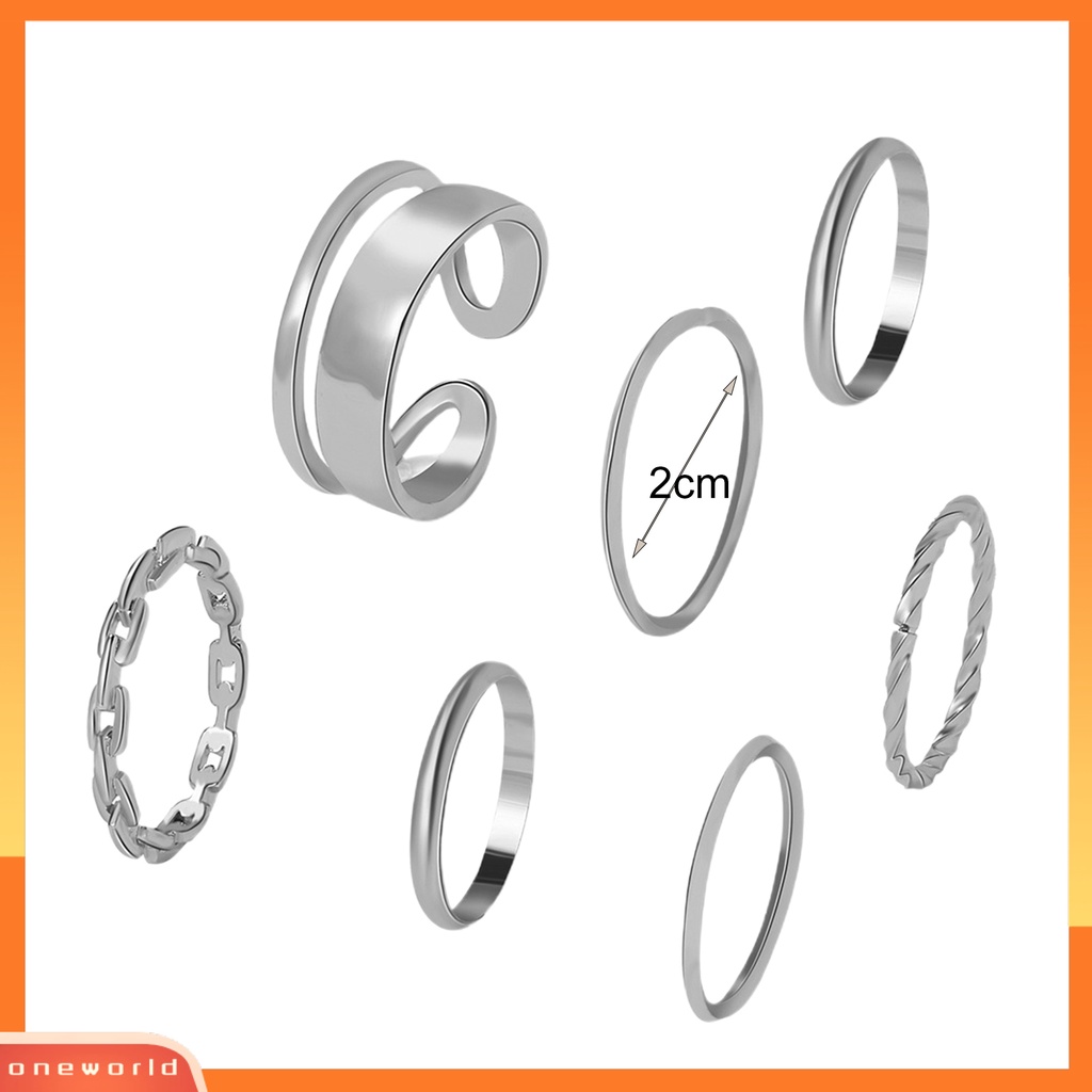 {oneworld} 1set Cincin Buku Jari Geometris Punk Unisex Electroplating Tahan Lama Untuk Club