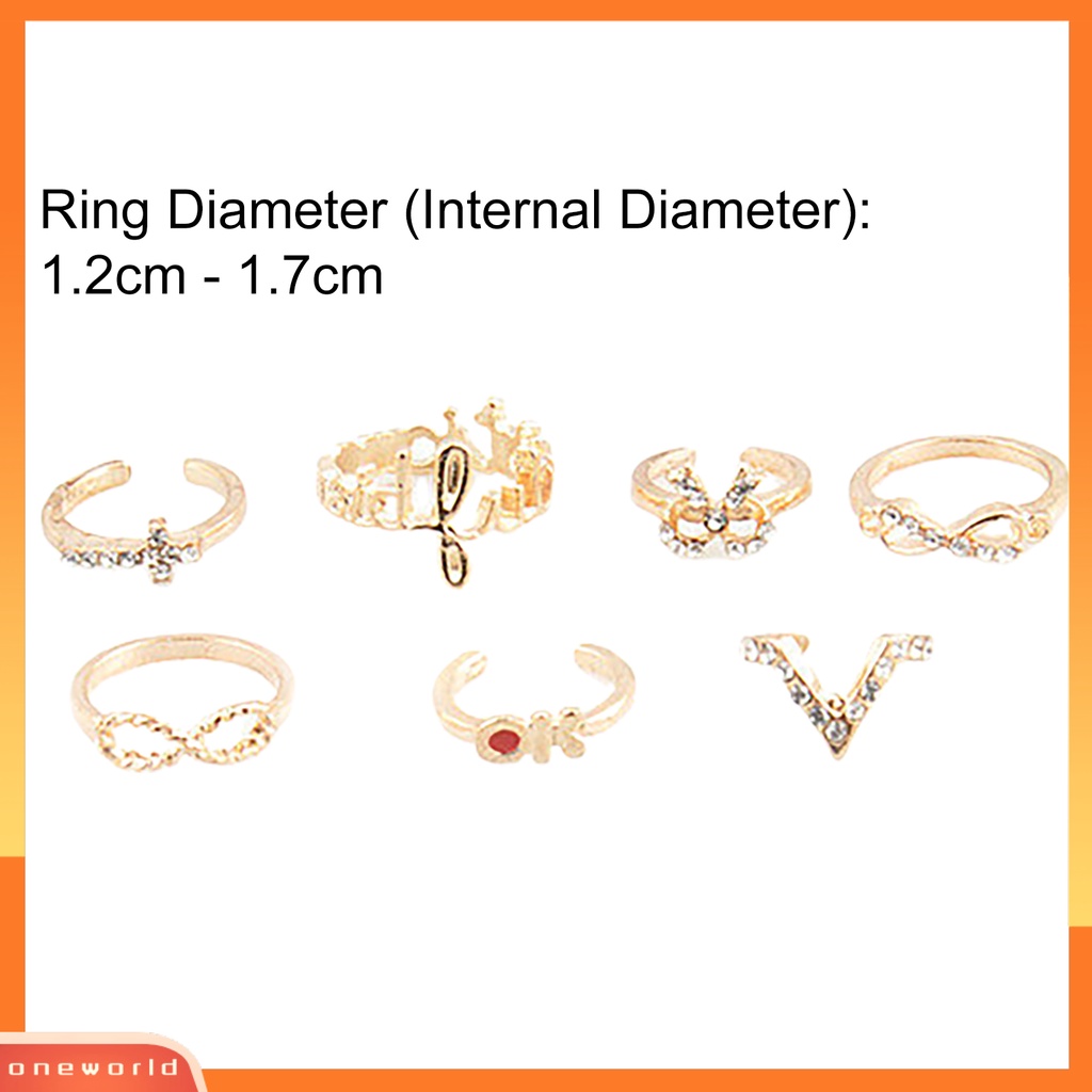 7pcs Cincin Midi Bentuk Kupu-Kupu Bahan Alloy Untuk Pesta