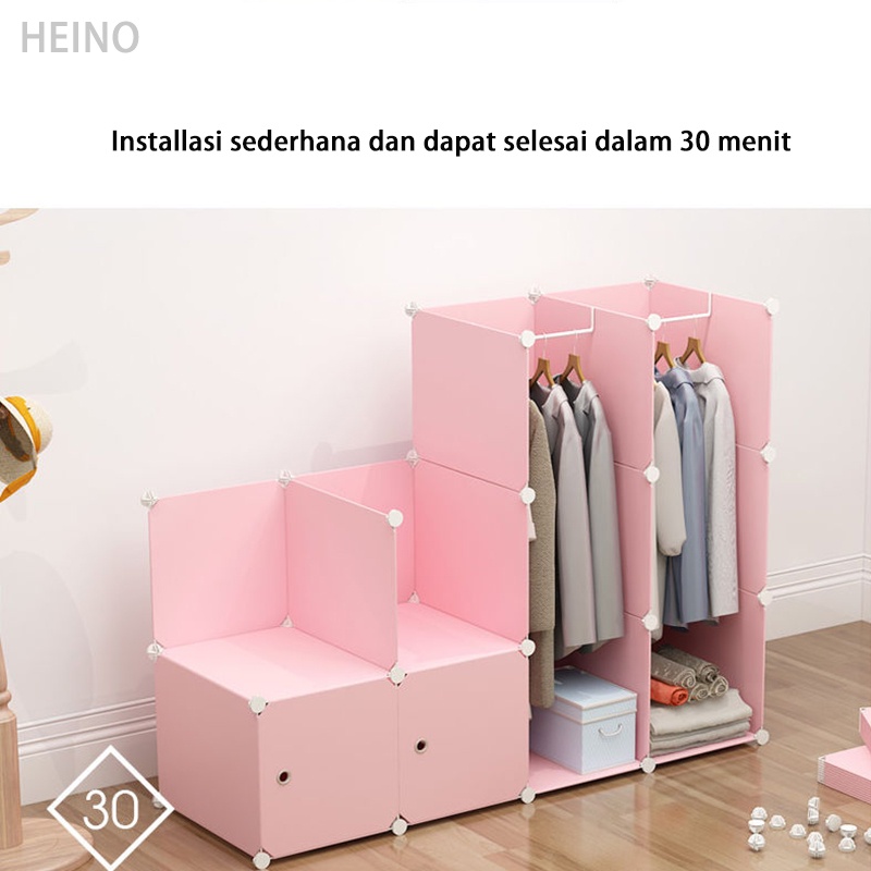 Lemari Plastik Portable Lemari pakaian plastik rak serbaguna susun lemari baju Lemari plastik pakaian DIY Wardrobe Lemari Poratable Anak Rak Baju Dan buku rak topi Lemari Kartun Lemari Penyelenggara Penyimpanan