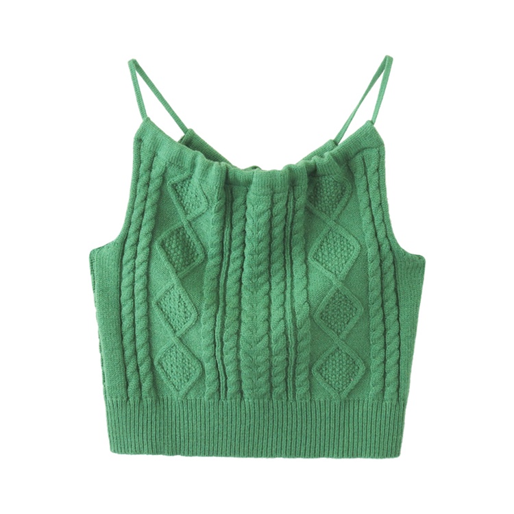 Red Keinginan murni merajut hijau menggantung leher kamisol wanita musim panas gadis panas di dalam dan di luar memakai rasa desain ceruk atasan putih