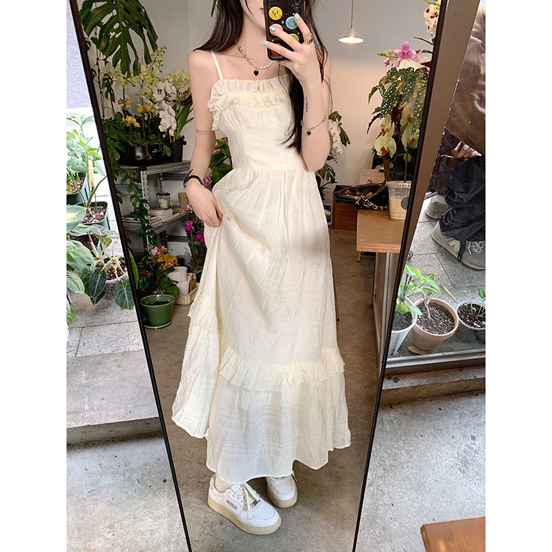 Red Musim Panas 2023 Baru Musim Panas 2023 Baru Manis Bahasa Perancis Tali Pinggang Gaun dengan Kayu Telinga dan Desain Ramping Super Fairy Dress