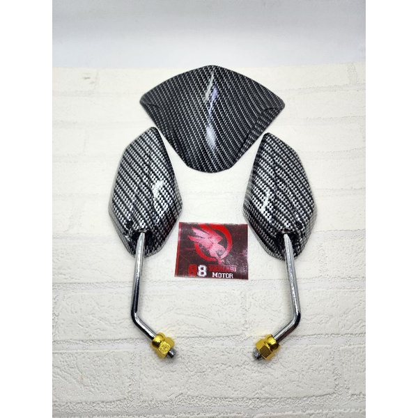 Paket Visor Karbon Jupiter Mx Lama + Spion Jupiter Karbon Gagang Chrome