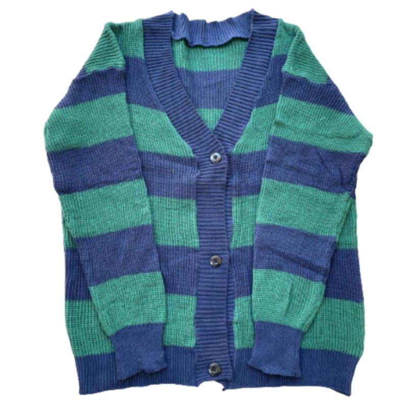 Cardigan green crop kancing 3