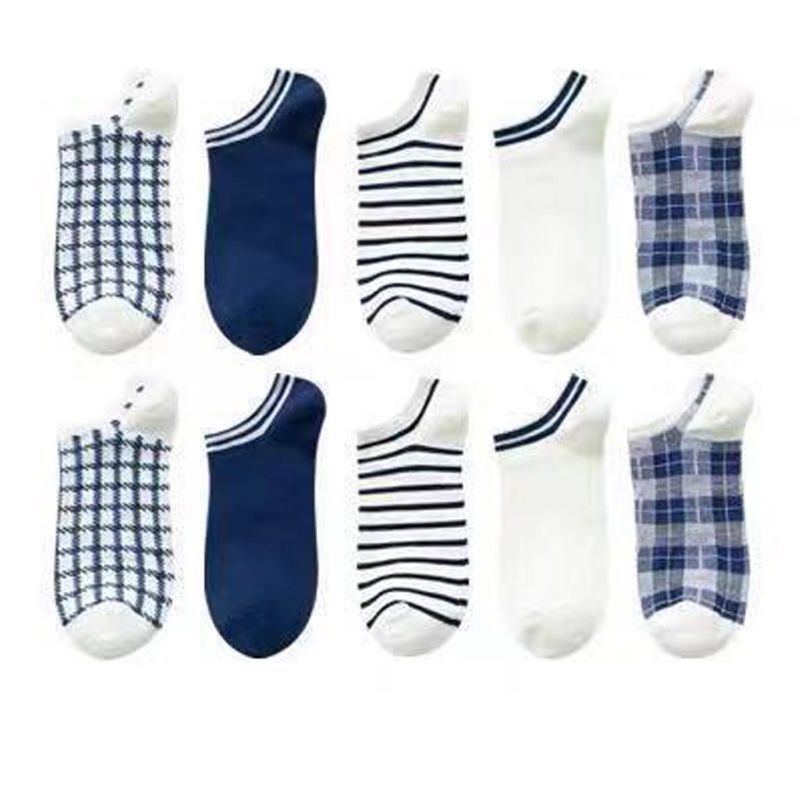 KAOS KAKI Angkle Semata Kaki Motif Biru Garis Kotak Kaos Kaki Cute Kaos Kaki Fashion Korea Unisex Cewek Cowok TERLARIS!!