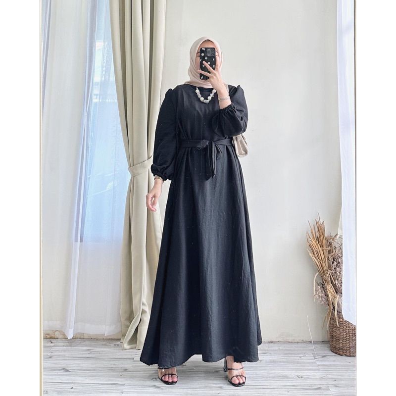 BAJU GAMIS WANITA POLOS CRINCLE AIR FLOW TERBARU/ FASHION MUSLIM WANITA TERBARU /DRES KONDANGAN MURAH