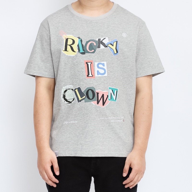 Ricky Is Clown Logo Colorfull Grey Tee