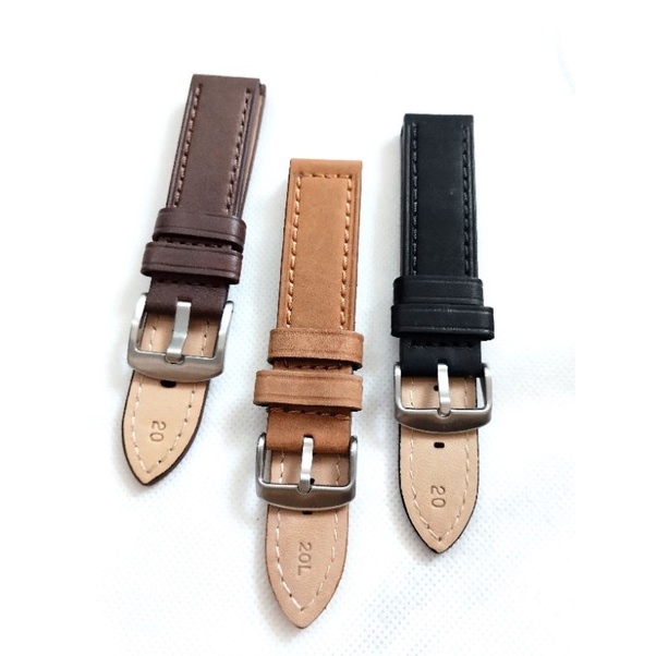 strap jam 20mm kulit asli polos