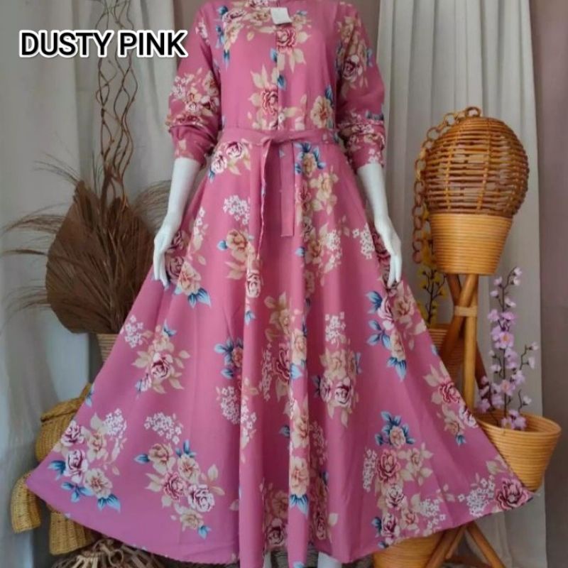 Gamis Katun Motif Bunga Sakura // Gamis Sakura Terbaru Busui