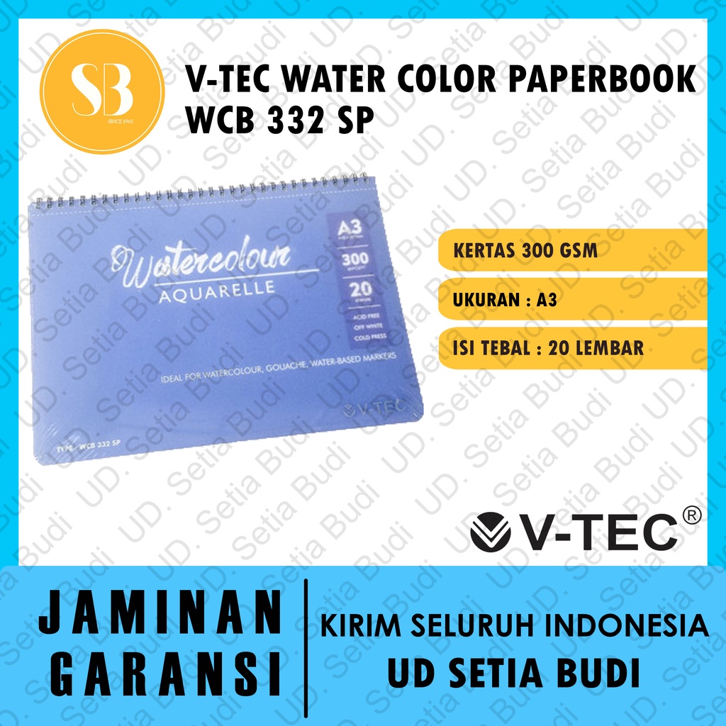 V-Tec Watercolor Book Spiral A3 300GSM Cold Pressed WCB 332 SP