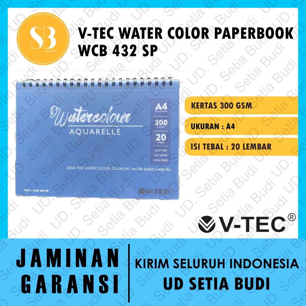 V-Tec Watercolor Book Spiral A4 300GSM Cold Pressed WCB 432 SP