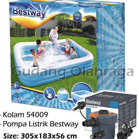 Bestway 54009 Kolam Renang Anak Ukuran Besar Jumbo 305 cm + Pompa Listrik Bestway