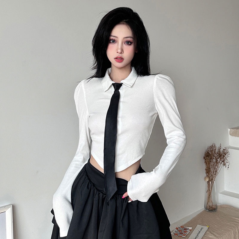 Red Rapcopter American-style lipit suspender dress + button tie shirt female waist slim desire cake skirt