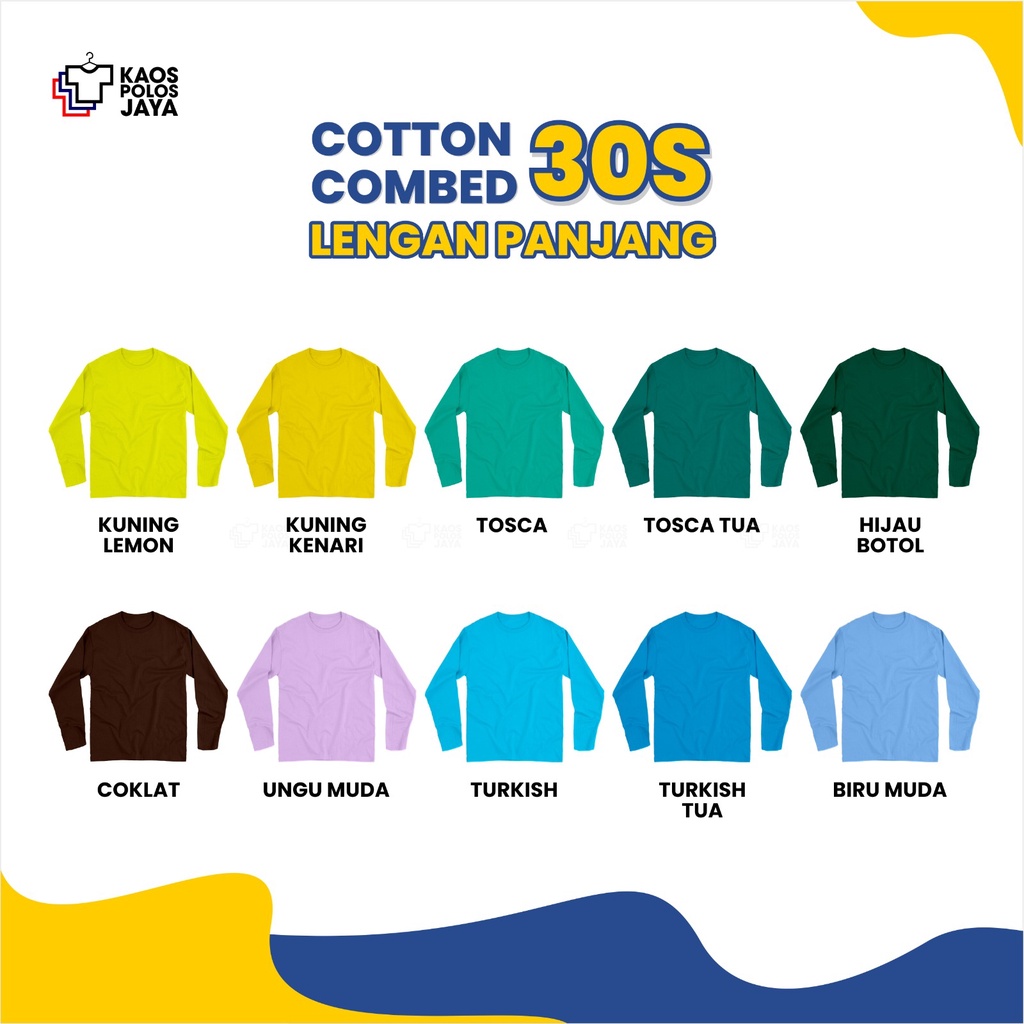 KAOS POLOS PANJANG/ COTTON COMBED 30S/ KAOS LENGAN PANJANG KATALOG B