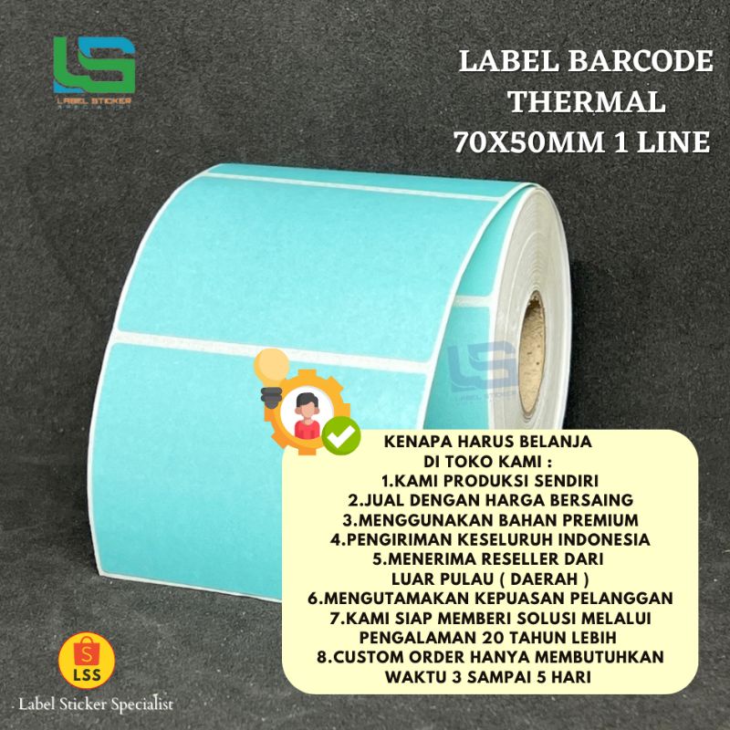 

Sticker Label Barcode 70X50 MM Label Thermal 70X50 MM isi 500 PCS Hijau Telor Asin
