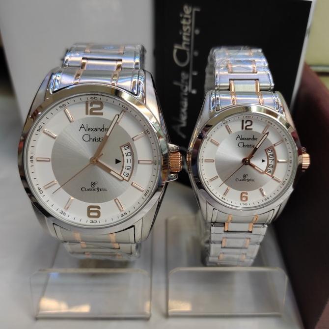 JAM TANGAN COUPLE JAM TANGAN ANALOG COUPLE ALEXANDRE CHRISTIE AC 8289 MD/LD STAINLESS EL09I09A82L