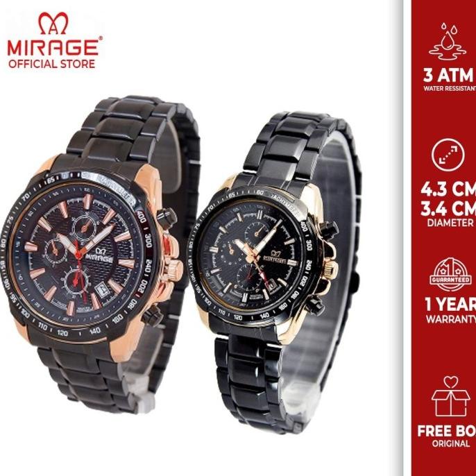 JAM TANGAN COUPLE JAM TANGAN COUPLE ORIGINAL MIRAGE 8305 HTM ROSEGOLD COUPLE #TERBARU# EL09I09A82L