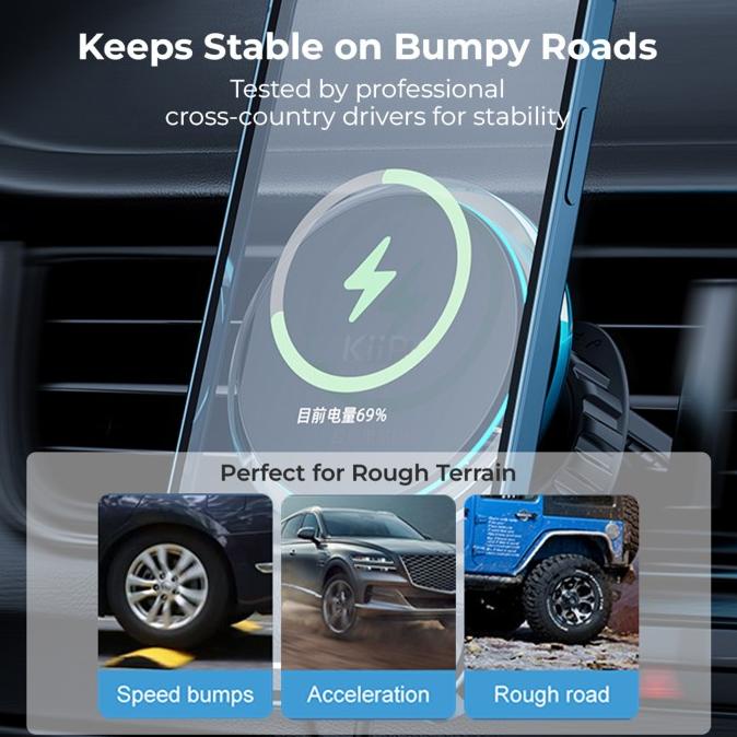 Kiip Wireless X7 Magnetic Car Charger Holder Magsafe Fast Wireless 15W [Cod]