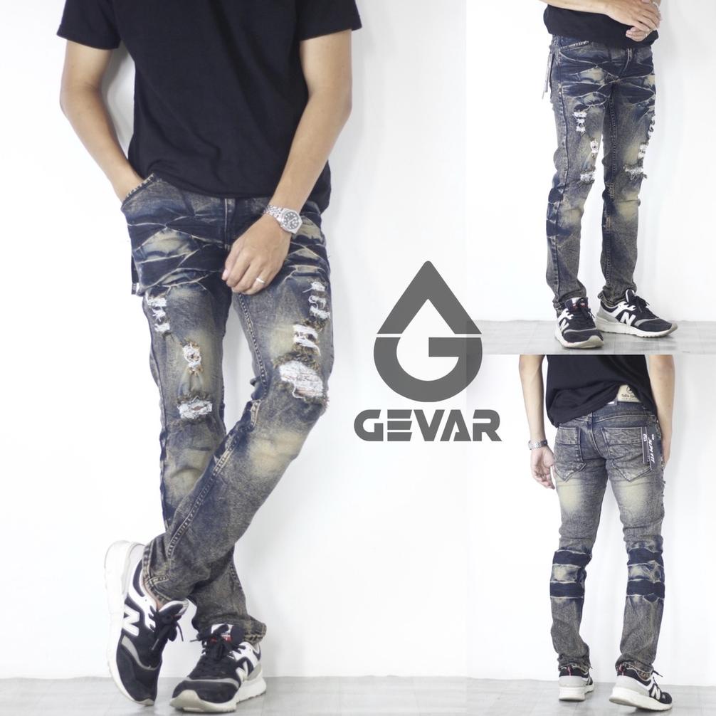 GEVAR Celana Jeans Ripped Sobek Ringle Premium