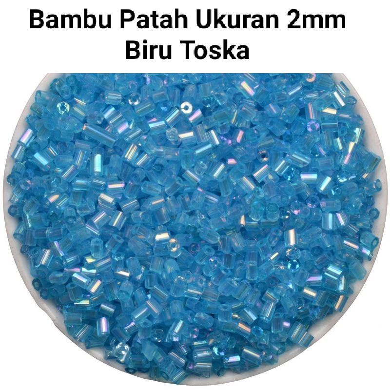 Mote Payet Bambu Patah 10 gram -  Biru Toska Pelangi