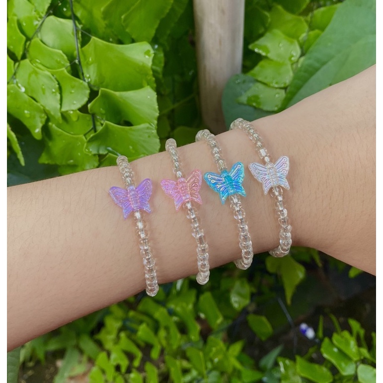 Clear butterfly bracelets / gelang manik kupu kupu / korean bracelets