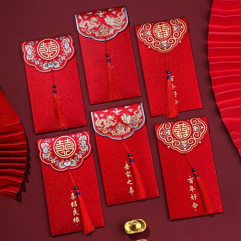 

2022 Amplop Angpao Merah Aksen Rumbai Untuk Hadiah Pernikahanfestival Musim Semi