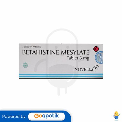 BETAHISTINE NOVELL 6 MG BOX 30 TABLET