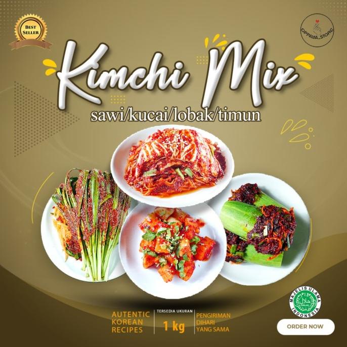 

Promo kimchi Mix 1 KG halal pilih 4 jenis kimchi korea