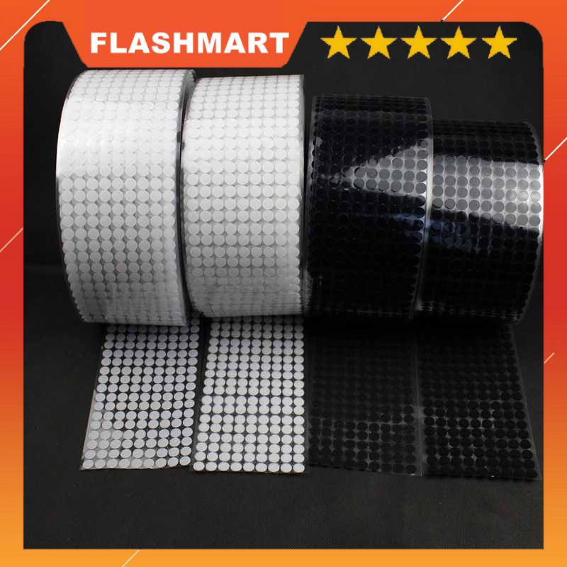 FLASHMART Tape Lakban Dot Velcro Hook &amp; Loop Magic Sticker 450 Pairs 10 mm