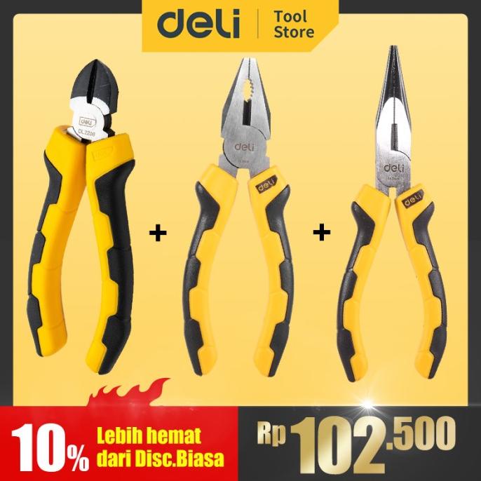 Deli Tang Set - Tang Kombinasi Tang Lancip Tang Potong 1 Set 6 inch