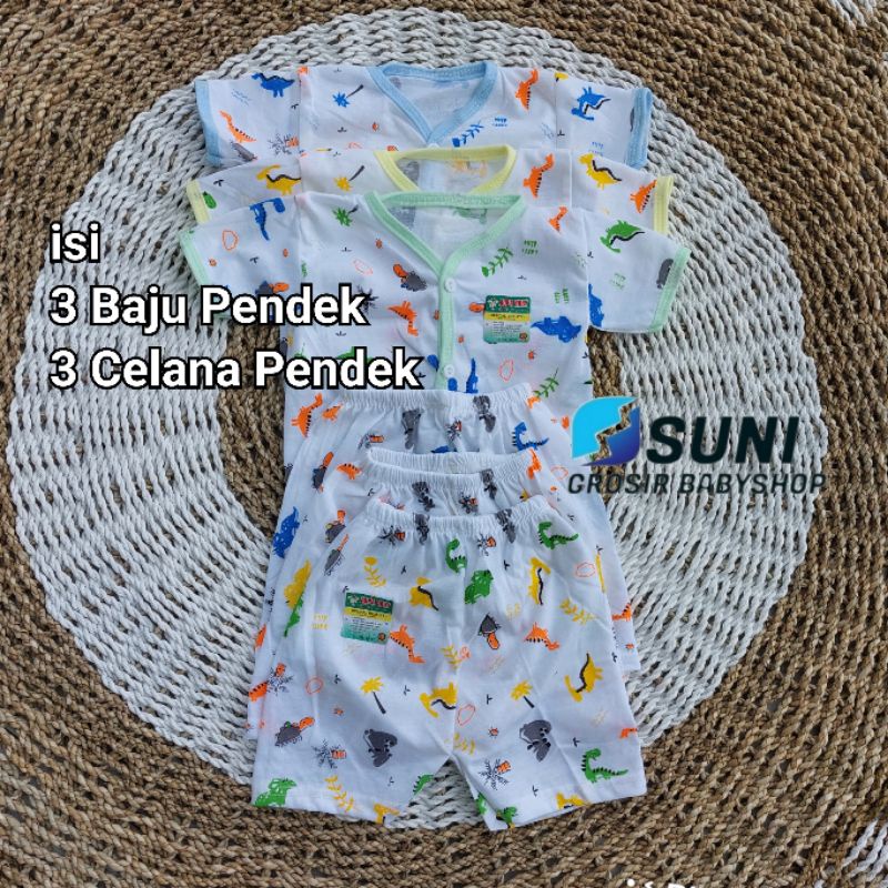 6pcs Baju Bayi Bis Pendek dan Celana Pendek Promo
