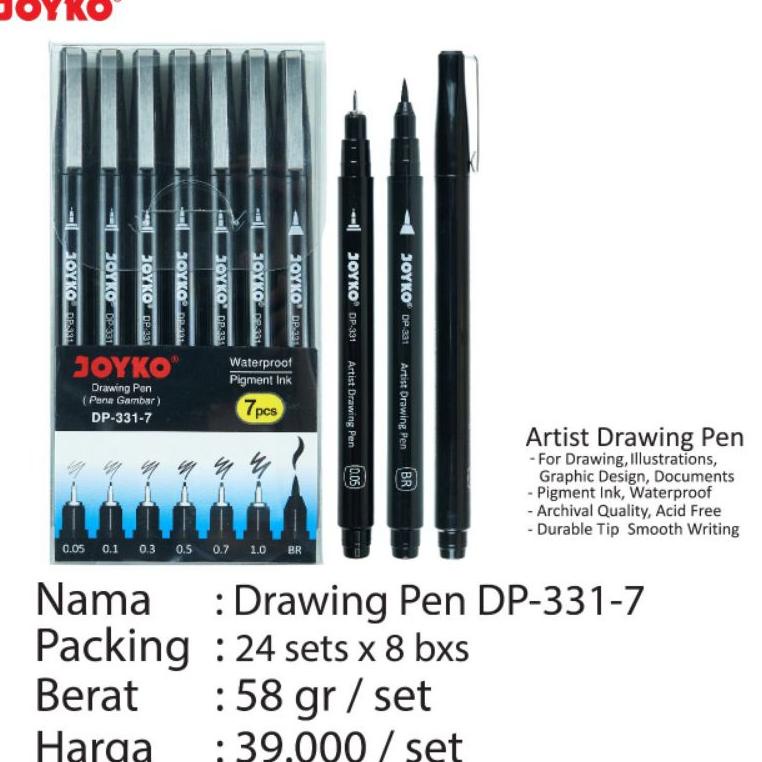 

Viral Drawing Pen Dp 331-7 Joyko ( Harga 1 Set 7 Pcs)