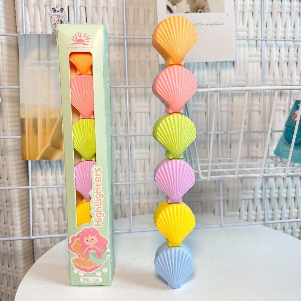 

Promo Habis Highlighter Lucu Bentuk Kerang Shell 1Set Stabilo Imut Isi 5 Pcs Warna Pastel Unik Best Import Quality